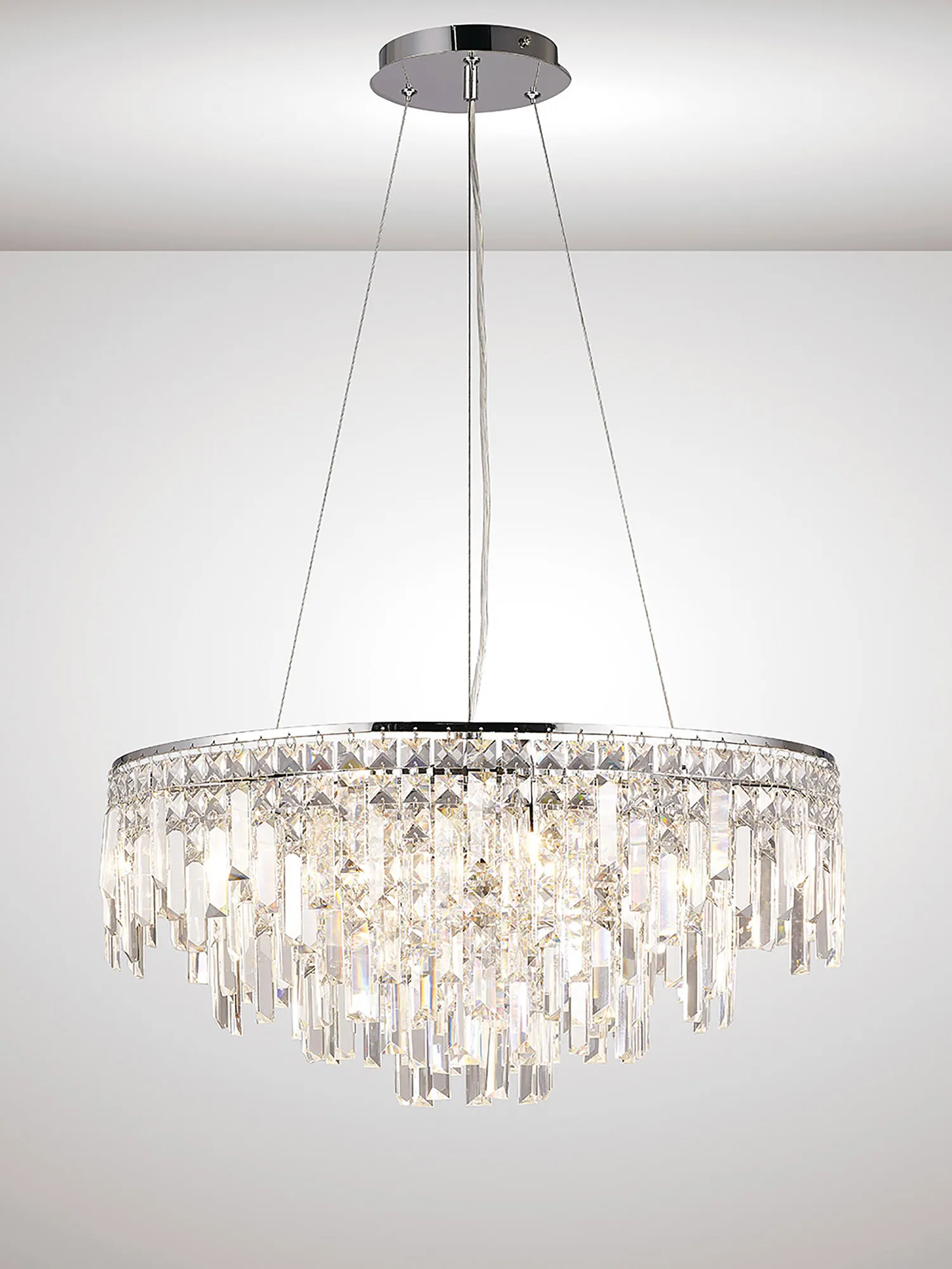 Maddison Polished Chrome Crystal Ceiling Lights Diyas Ringed & Square Crystal Fittings
